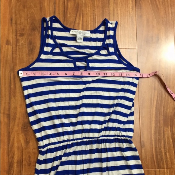 Cruisewear & Company Blue White Stripe Sleeveless Stretch Maxi Dress Size Medium - Picture 9 of 12